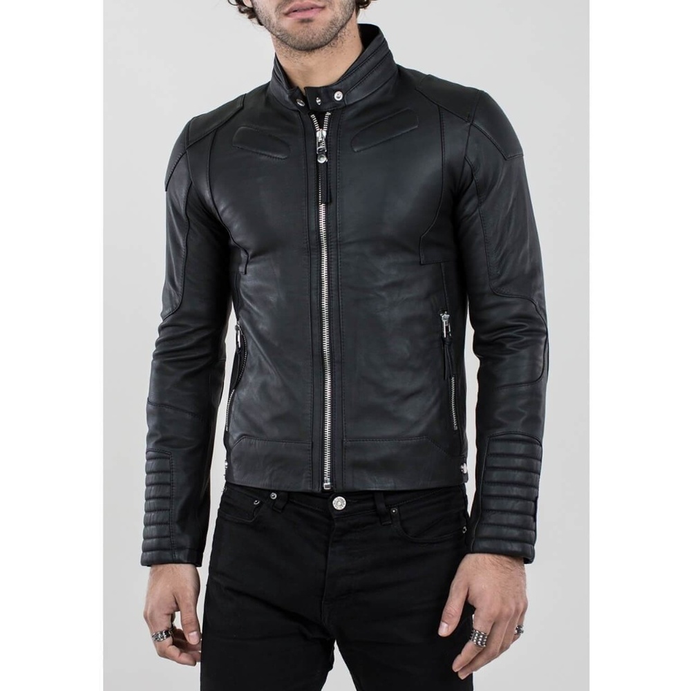 Bodaskins Mens Small Leather Jacket Cafe Racer